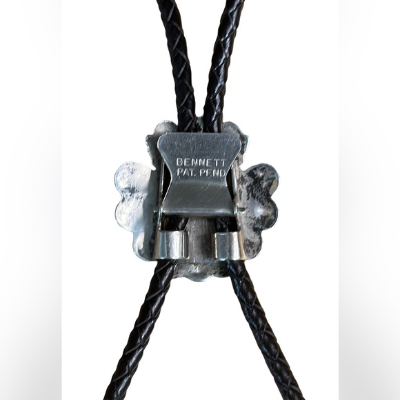 Vintage Bennett ZUNI Native American Headdress Sterling Turquoise Bolo Tie 37" - Picture 8 of 9